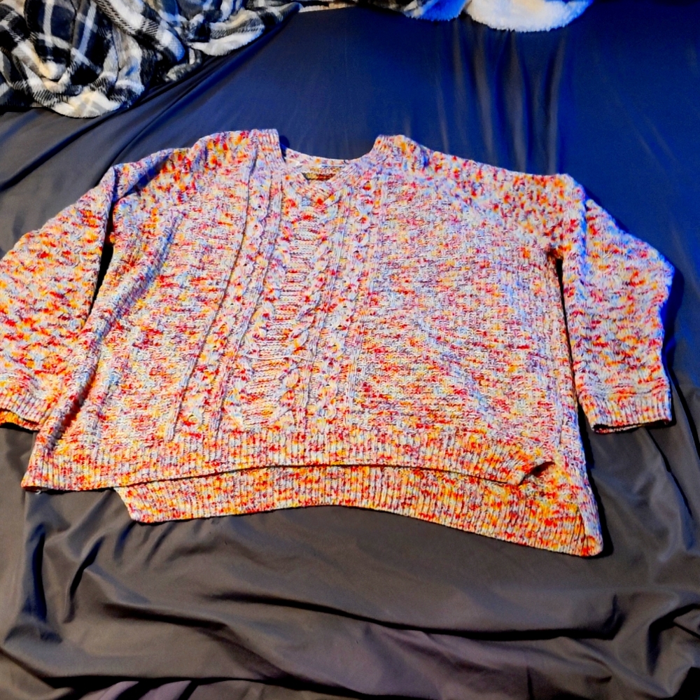 Time and Tru XXXL (22) Winter White multi color Sweater